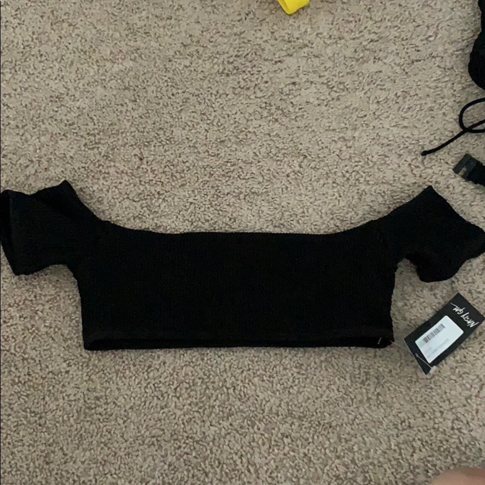 BNWT off the shoulder black bikini top